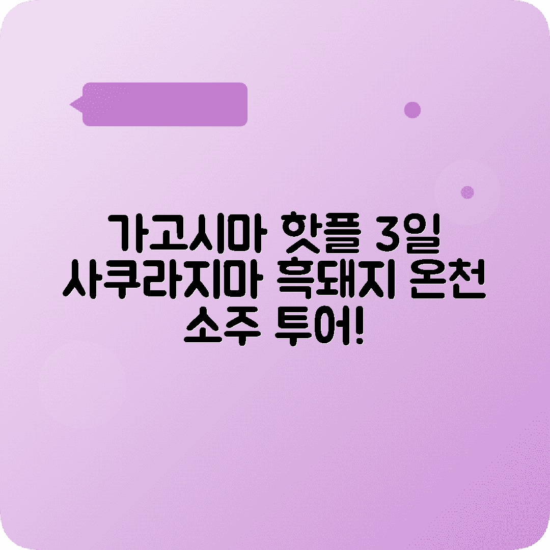 가고시마 2박3일 여행코스 사쿠라지마 흑돼지 온천 소주