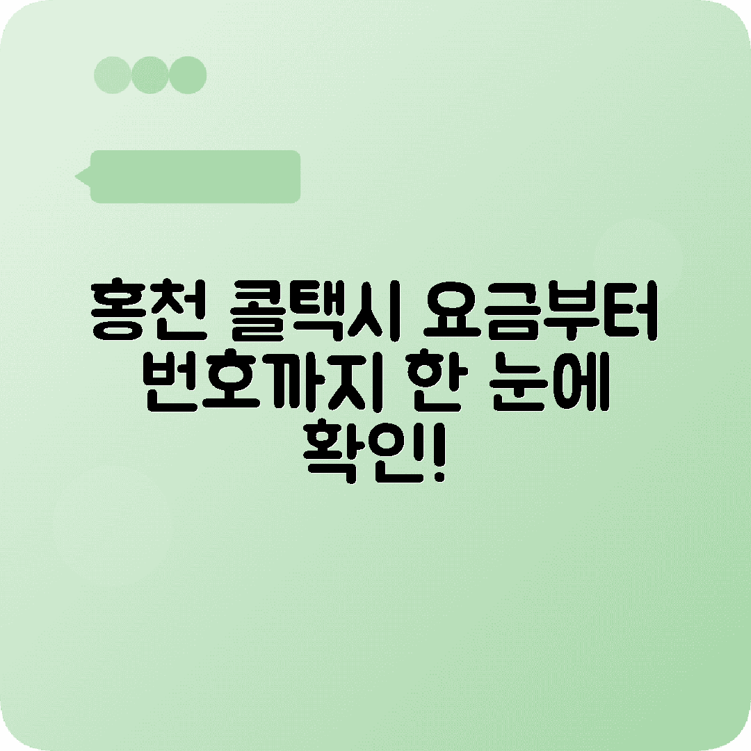 강원도 홍천군 콜택시 전화번호 및 요금 정보