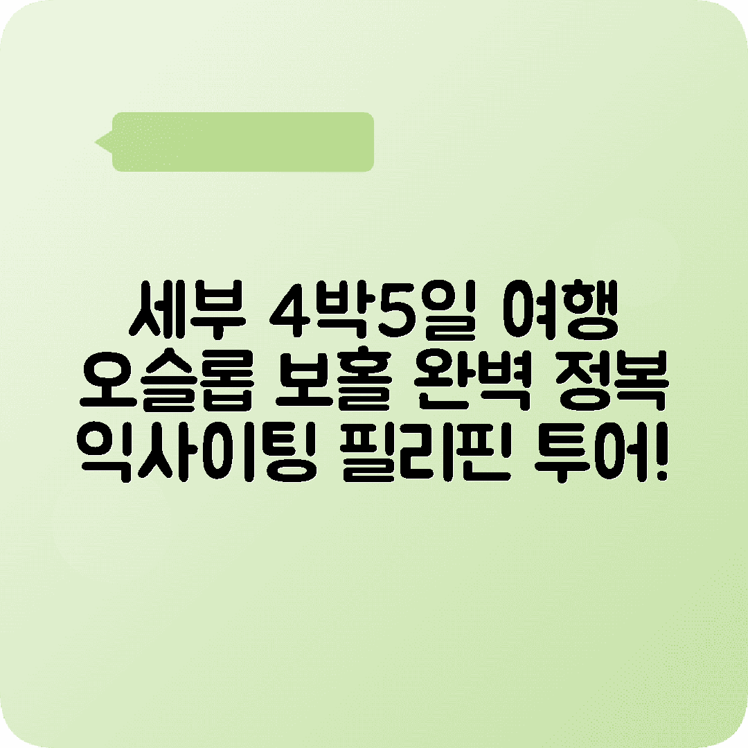 필리핀 세부 4박5일 여행코스 오슬롭 보홀 초콜릿힐스