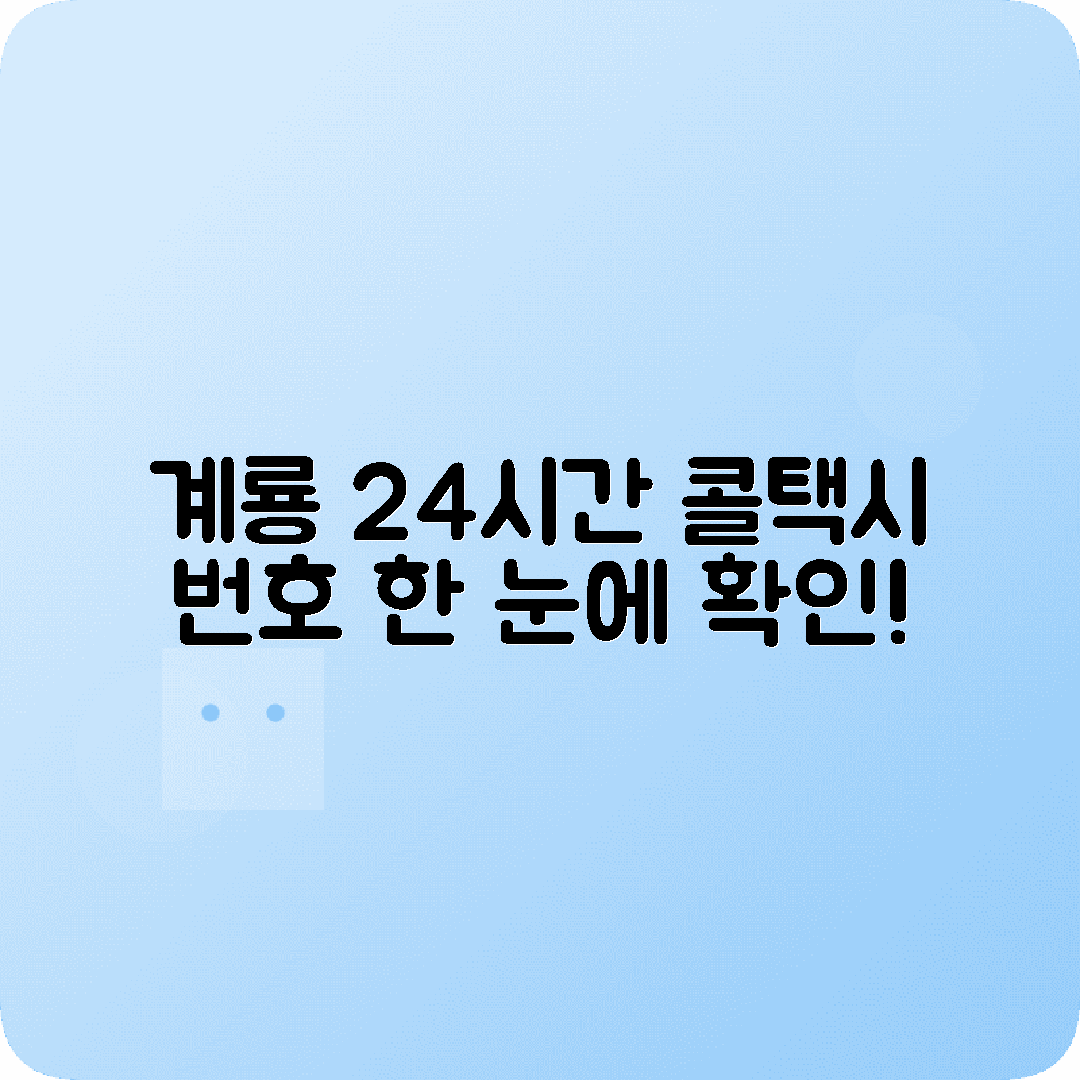 충청남도 계룡시 콜택시 전화번호 | 24시간 운영