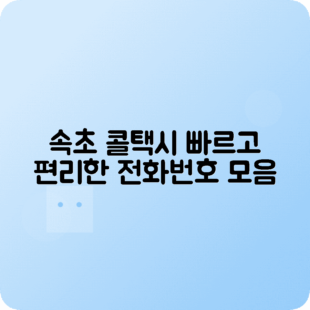 강원도 속초시 콜택시 전화번호 정보